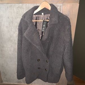 Gray Teddy Blazer Style Coat! NWT